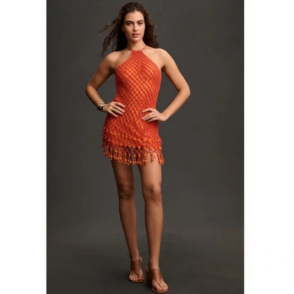 Significant Other Halter Beaded Fringe Mini Dresss - Picture 1 of 9